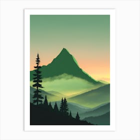 Misty Mountains Vertical Composition In Green Tone 37 Art Print