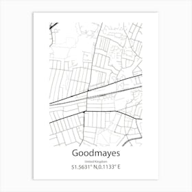 Goodmayes,United Kingdom Minimalist Map Art Print