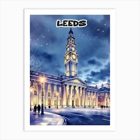 Leeds Travel Retro Vintage V 03 Art Print