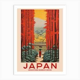 Arashiyama Bamboo Grove, Visit Japan Vintage Travel Art 3 Art Print