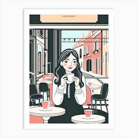 Coffee Shop Girl Art Print