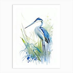 Blue Heron In Garden Impressionistic 1 Art Print