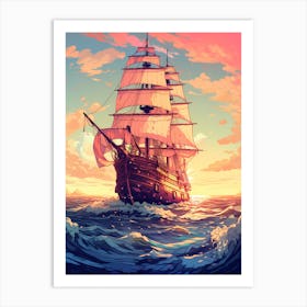 Sailing Ship In The Ocean 3 Art Print