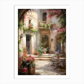 Patio With Flowers Art Print