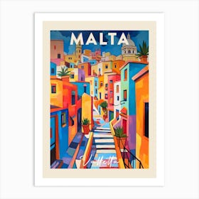 Valletta Malta 3 Fauvist Painting Travel Poster Art Print