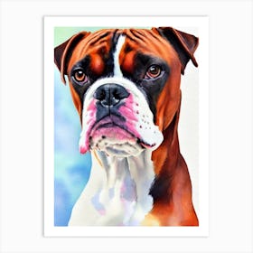 Boxer 2 Watercolour Dog Art Print