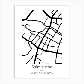 Shimizucho,Japan Minimalist Map Art Print