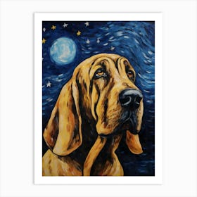 English Bloodhound Starry Night Dog Portrait Art Print