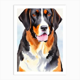 Black And Tan Coonhound Watercolour Dog Art Print