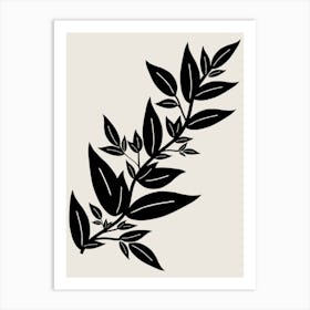 Leaves Beige And Black Botanical Art Print