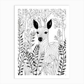 Line Art Jungle Animal Tapir 4 Art Print
