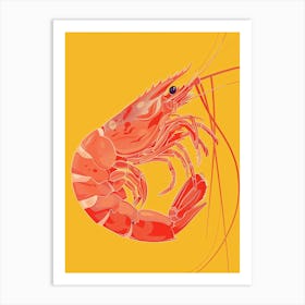 Red Shrimp On Yellow Background Art Print