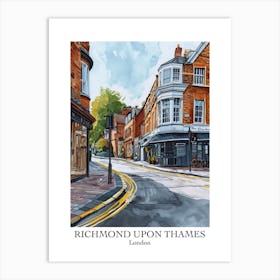 Richmond Upon Thames London Borough   Street Watercolour 4 Poster Art Print