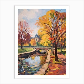 Autumn Gardens Painting Chateau De Chantilly Gardens France 1 Art Print