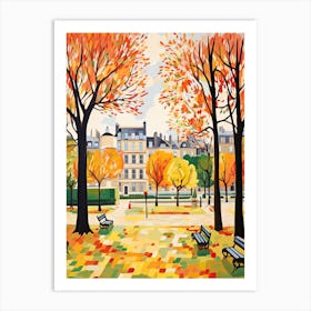 Luxembourg Gardens, France In Autumn Fall Illustration 0 Art Print