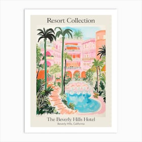 Poster Of The Beverly Hills Hotel   Beverly Hills, California   Resort Collection Storybook Illustration 2 Art Print