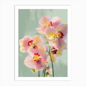 Orchids Flowers Acrylic Painting In Pastel Colours 9 Art Print
