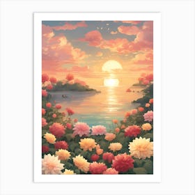 Sunset Flowers Art Print