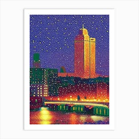 Dayton, City Us  Pointillism Art Print