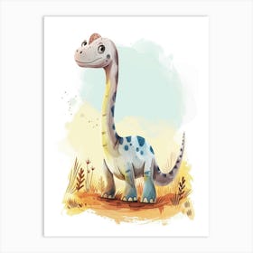 Cute  Allosaurus Dinosaur Watercolour  1 Art Print