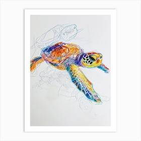 Abstract Turtle Scribble Drawing Art Print
