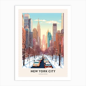 Vintage Winter Travel Poster New York City Usa 1 Art Print