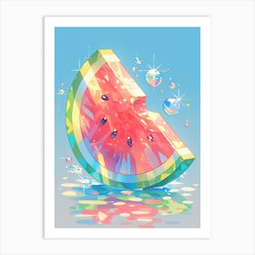 Disco Ball Watermelon Slice Art Print