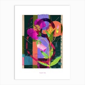 Sweet Pea 2 Neon Flower Collage Poster Art Print