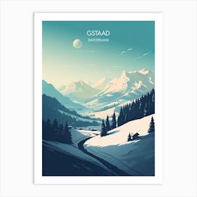 Poster Of Gstaad   Switzerland, Ski Resort Illustration 3 Art Print