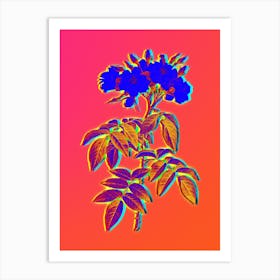 Neon Musk Rose Botanical in Hot Pink and Electric Blue n.0397 Art Print