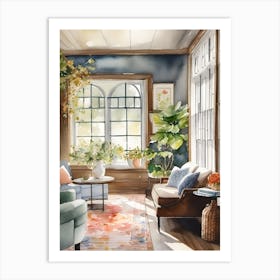 Watercolor Of A Modern Living Room Art Print