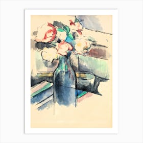 Paul Cezanne Roses In A Bottle Poster