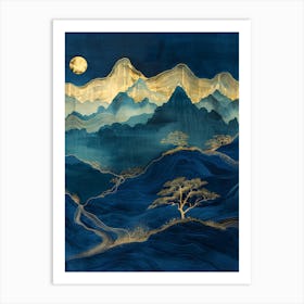 Moonlight Mountain Art Print