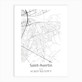 Saint Avertin,France Minimalist Map Art Print