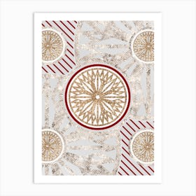 Geometric Abstract Glyph in Festive Gold Silver and Red n.0055 Art Print
