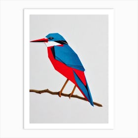 Kingfisher Origami Bird Art Print