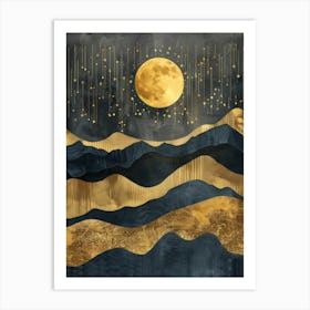 Moon And Stars Canvas Print 1 Art Print