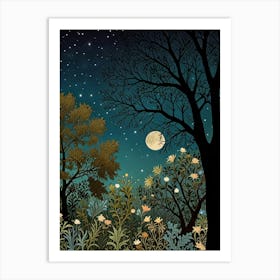 Night In The Forest Style William Morris Art Print