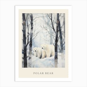 Winter Watercolour Polar Bear 2 Poster Art Print