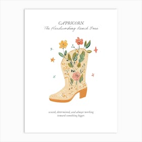 Capricorn Cowboy Boots Zodiac Preppy Western Cowgirl Art Print