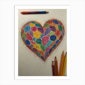 Heart With Colored Pencils 5 Art Print