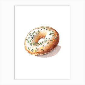 Baked Bagel Minimal Drawing 1 Art Print