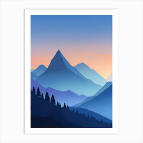 Misty Mountains Vertical Composition In Blue Tone 160 Art Print