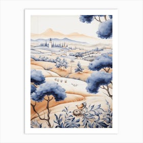 Tuscany Italy Delft Tile Illustration 10 Art Print
