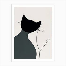 Cat Line Art Abstract 3 Art Print