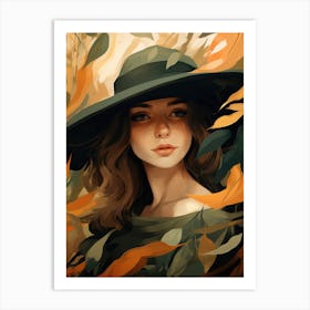 Autumn Girl In A Hat Art Print