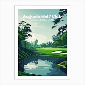 Augusta National Golf Club Vibrant Travel Illustration Art Print