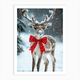 Deer In The Snow 5 Art Print