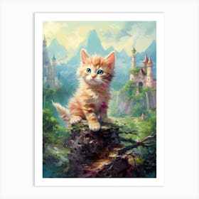 Cute Fantasy Vintage Kitten Kitsch 3 Art Print