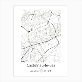 Castelnau Le Lez,France Minimalist Map Art Print